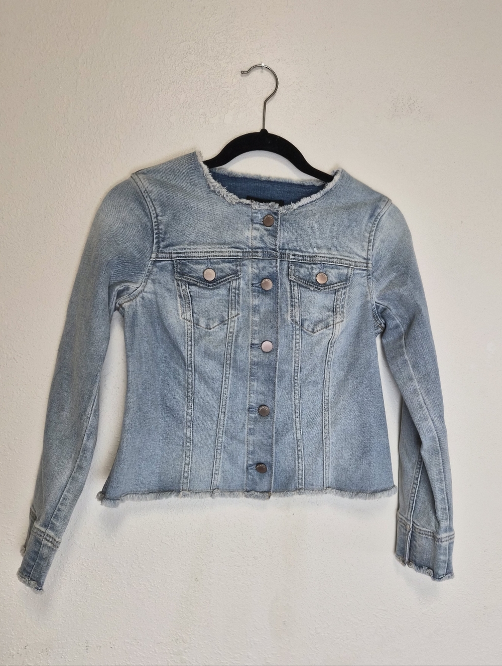Talbots Freya Wash Collarless Jean Jacket  Size P